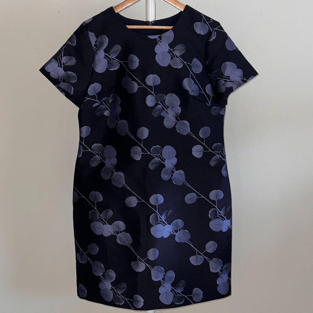 Floral Mini Cap Sleeve Shift Dress Blue